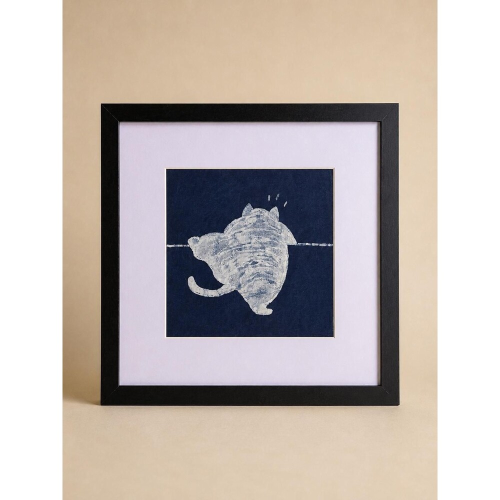 Handmade Indigo Batik Cat Wall Art Collection | Textile Wall Decor | Original Ar